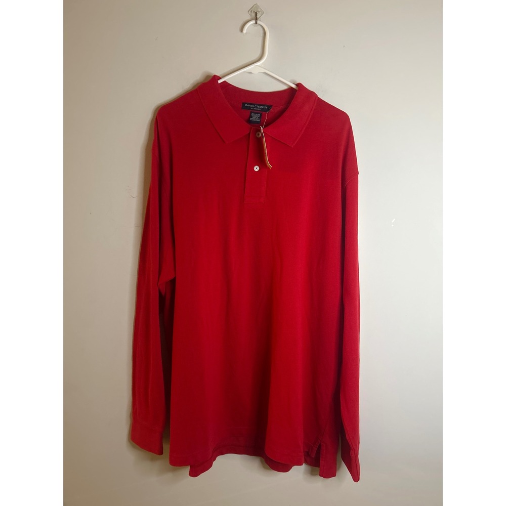 Daniel Cremieux Classic Red Polo Long Sleeve Shirt Mens XL